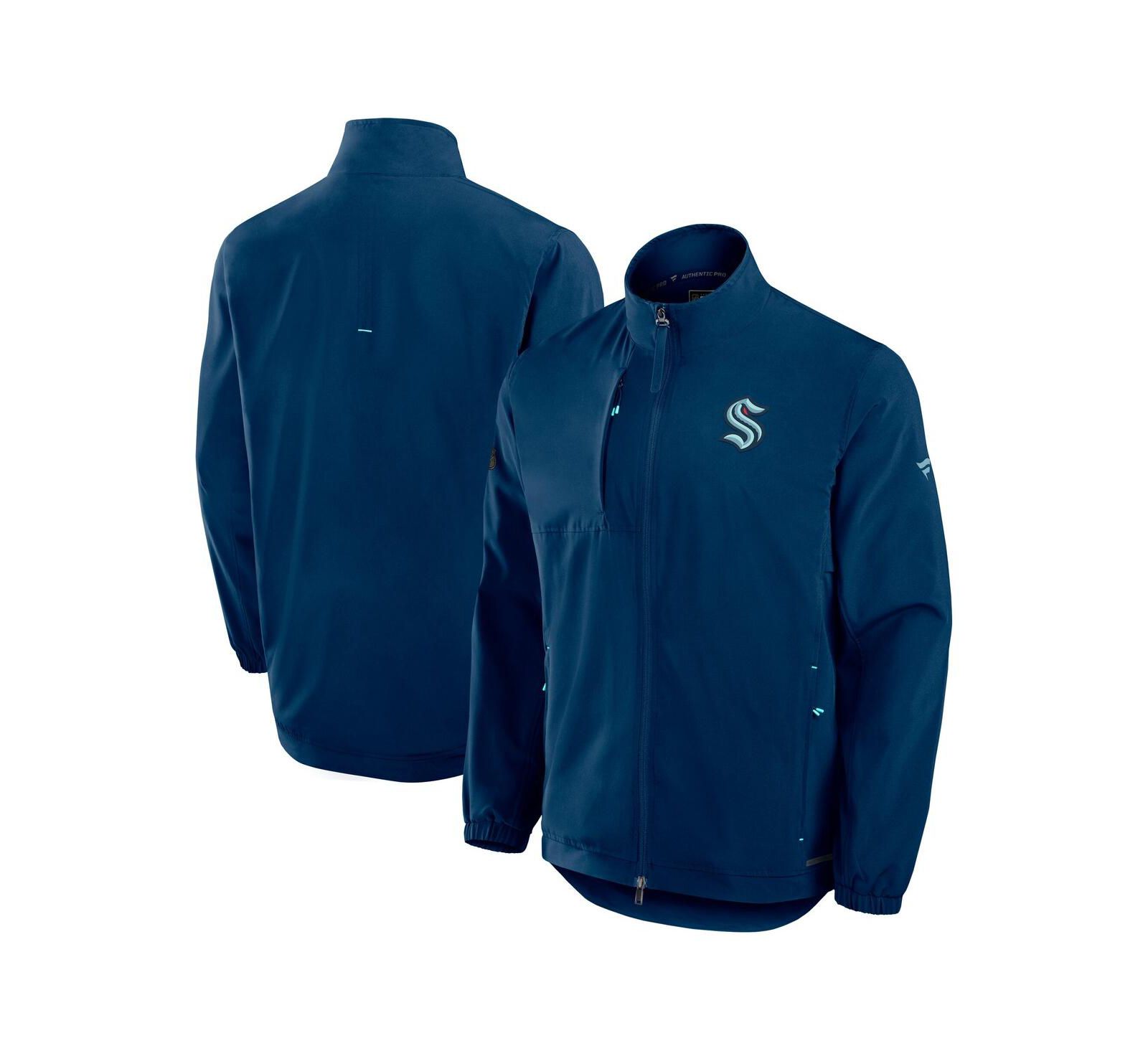 Fanatics Men's Deep Sea Blue Seattle Kraken Authentic Pro Rink Coaches Full-Zip Jacket
