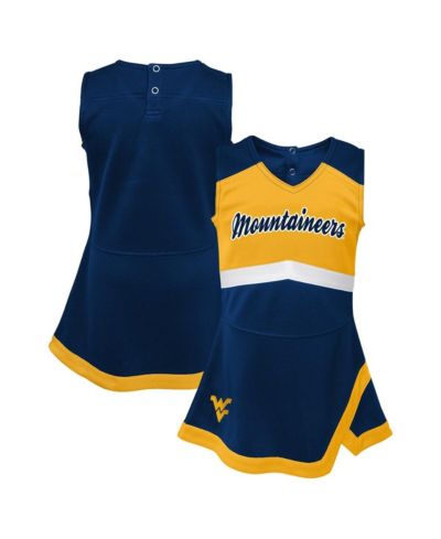 Детское платье Outerstuff Girls Toddler Navy West Virginia Mountaineers Cheer Captain с подгузником