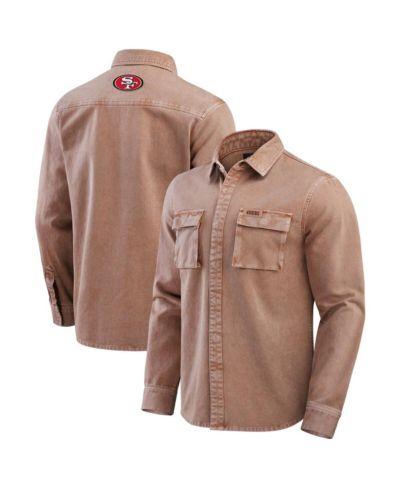 Fanatics Men's Brown San Francisco 49ers Garment Dyed Long Sleeve Full Snap Shirt