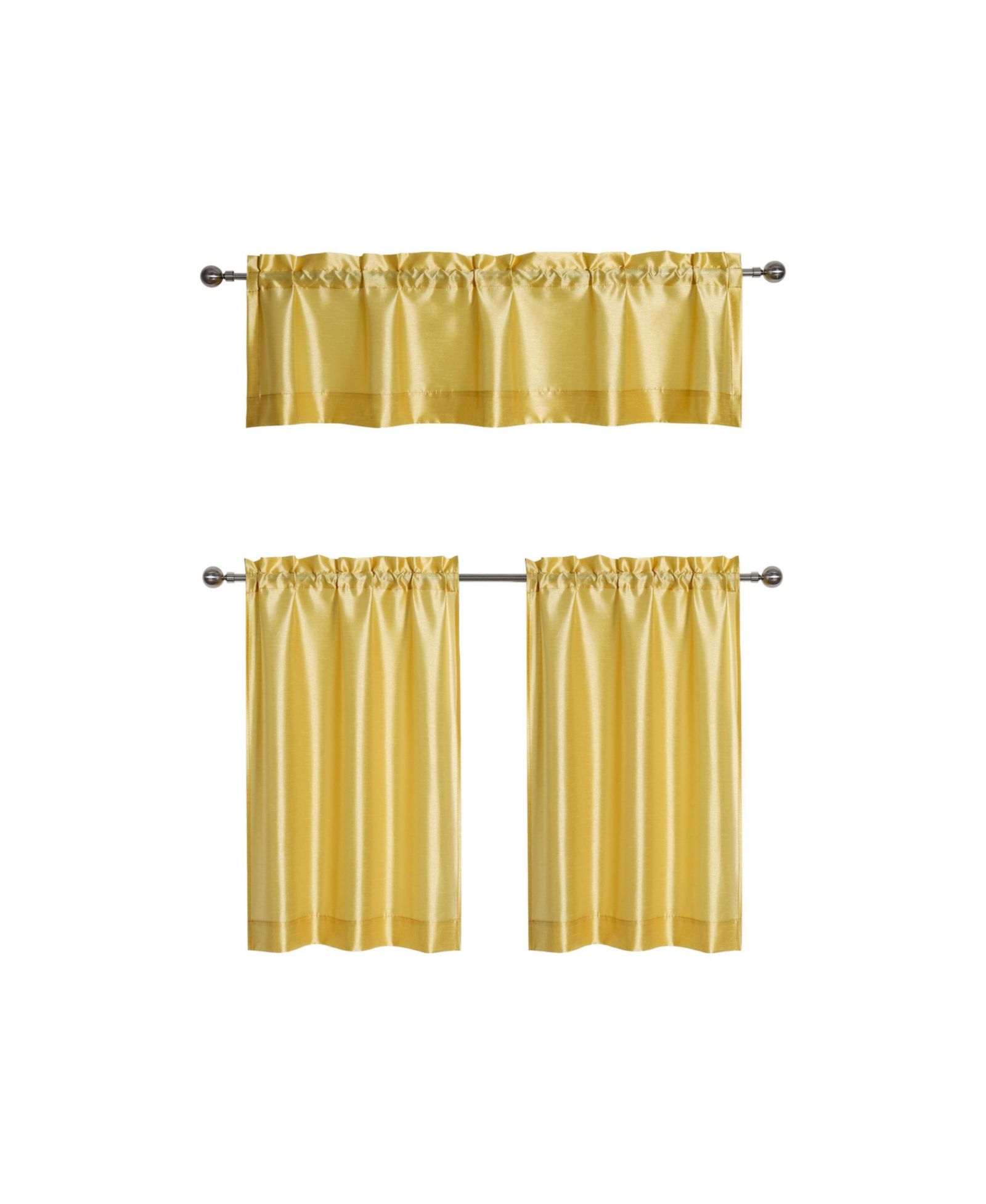 Kate Aurora Parisian Living Complete 3 Piece Lightweight Sheer Cafe Kitchen Curtain Tier and Valance Set - Gray