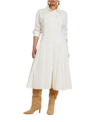 Женское платье ELOQUII Plus Size Shirred Godet Flare Poplin