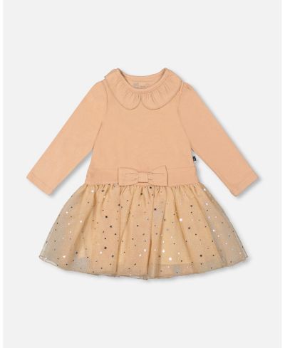Платье Deux par Deux Little Girls двухслойное с блестящей юбкой Beige - Toddler|Child