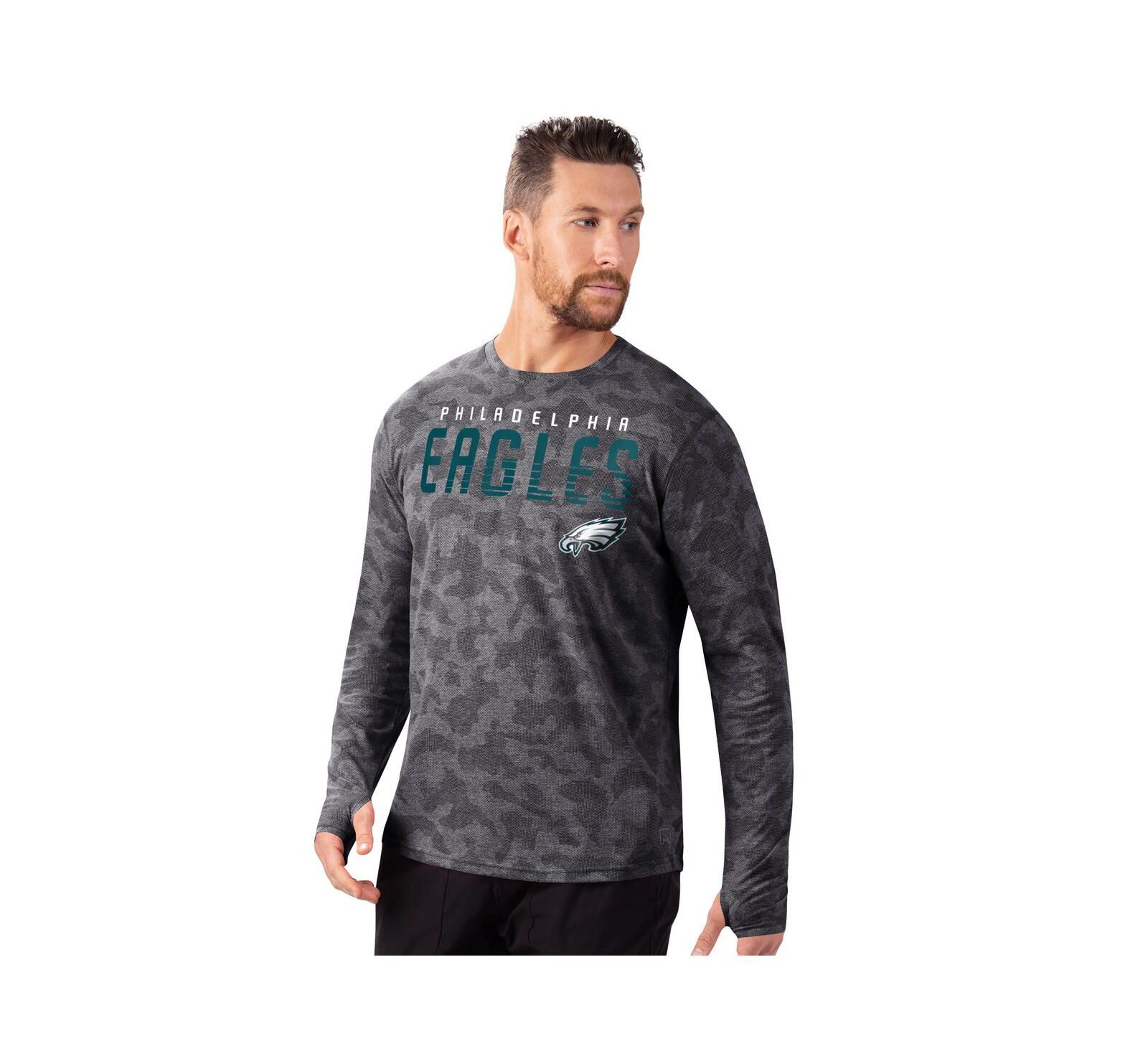 MSX by Michael Strahan Men's Black Philadelphia Eagles Performance Camo Long Sleeve T-Shirt