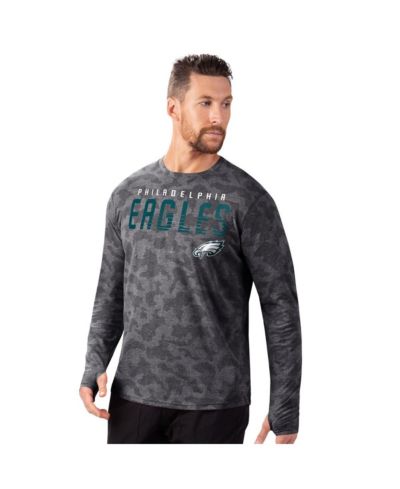 MSX by Michael Strahan Men's Black Philadelphia Eagles Performance Camo Long Sleeve T-Shirt