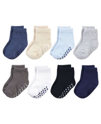 Touched by Nature Baby Boys Natural Kids' Eight-Pair Non Skid Crew Socks