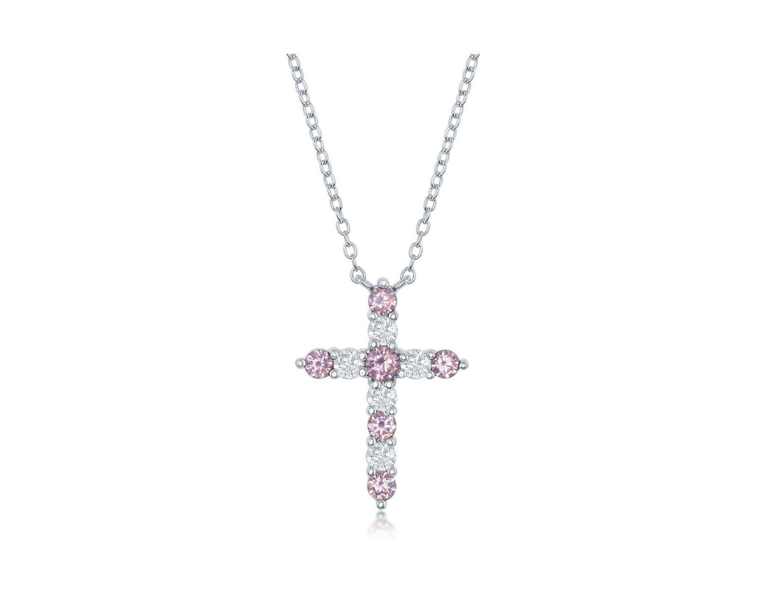 Подвеска Simona Sterling Birthstone Cross CZ