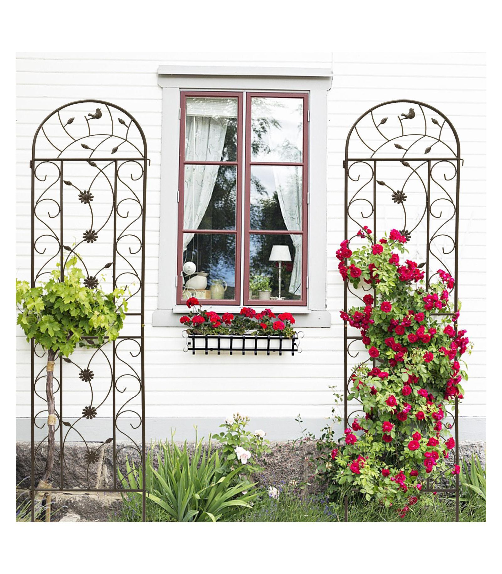 Streamdale Furniture 86.7" Metal Garden Trellis 4 Pack Climbing Plant Support