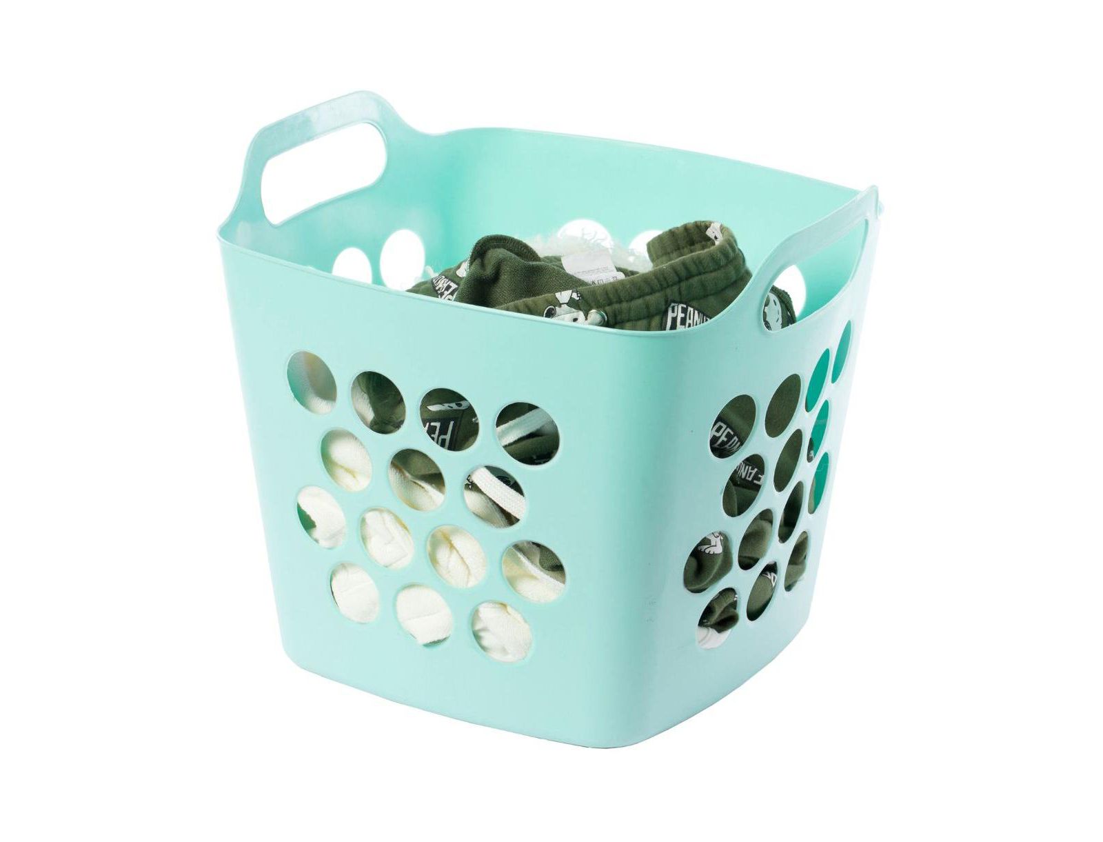 Basicwise Flexible Plastic Laundry Basket Holder Square Storage Hamper с боковыми ручками