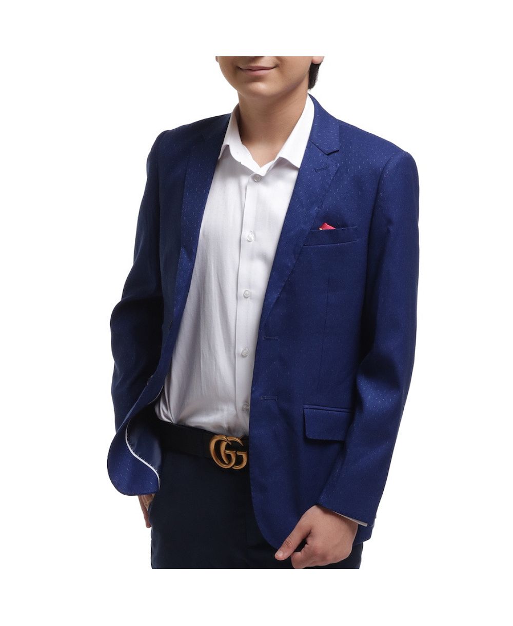 Elie Balleh Boys Blue Slim Fit Digital Rain Jacket
