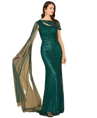 Вечернее платье Lara Women's One Shoulder Fitted Gown с рукавами-кейпом