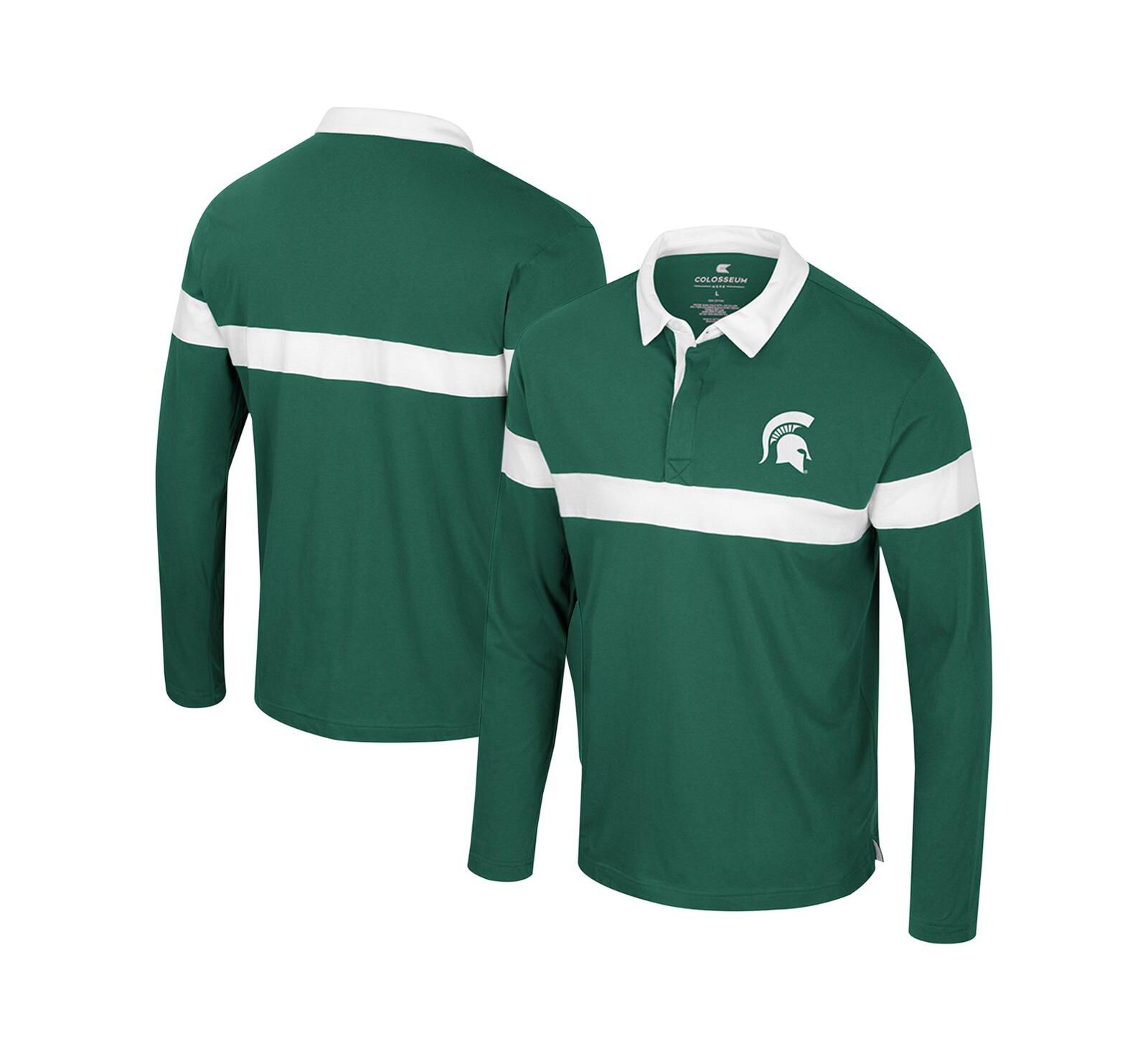 Colosseum Men's Green Michigan State Spartans Too Cool For School Long Sleeve Polo Shirt