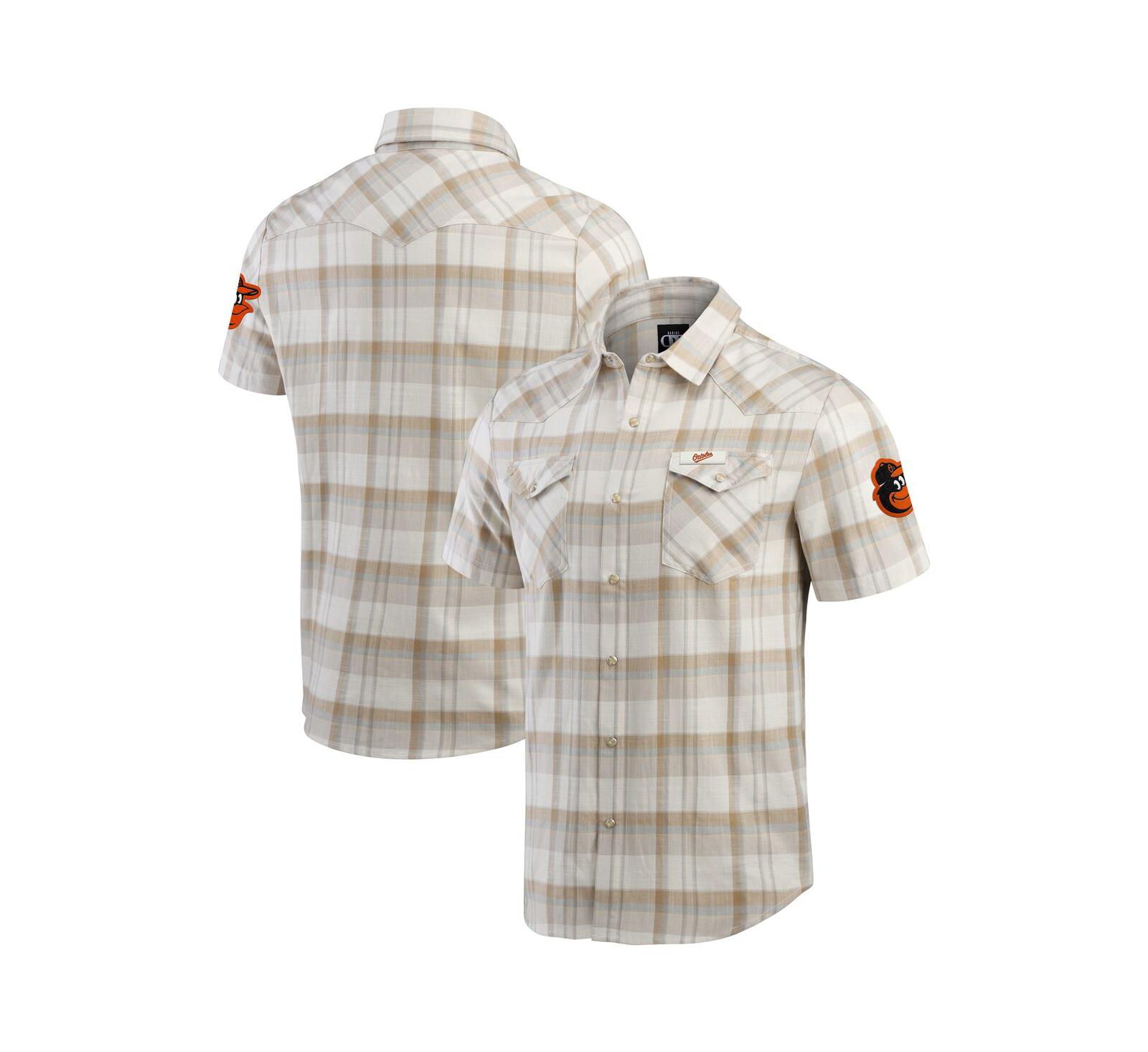 Darius Rucker Collection by Fanatics Men's Gray Baltimore Orioles Plaid Full-Snap Shirt