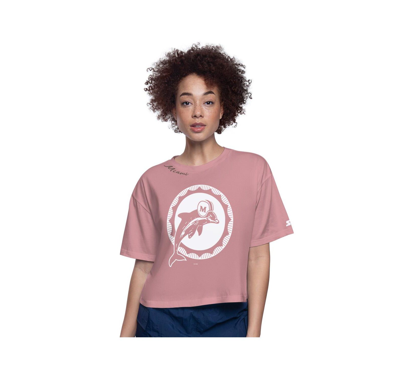 Женский укороченный свитшот Starter Pink Miami Dolphins Play the Ball Boxy Cropped