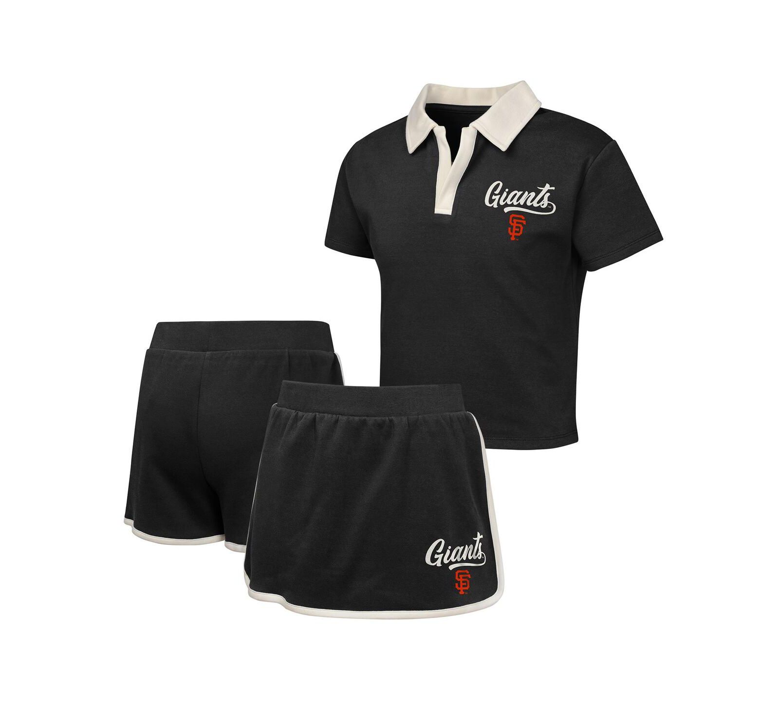 Комплект из 2 предметов Outerstuff Big Girls Black San Francisco Giants Base Trainer Johnny Polo Shirt и Skort