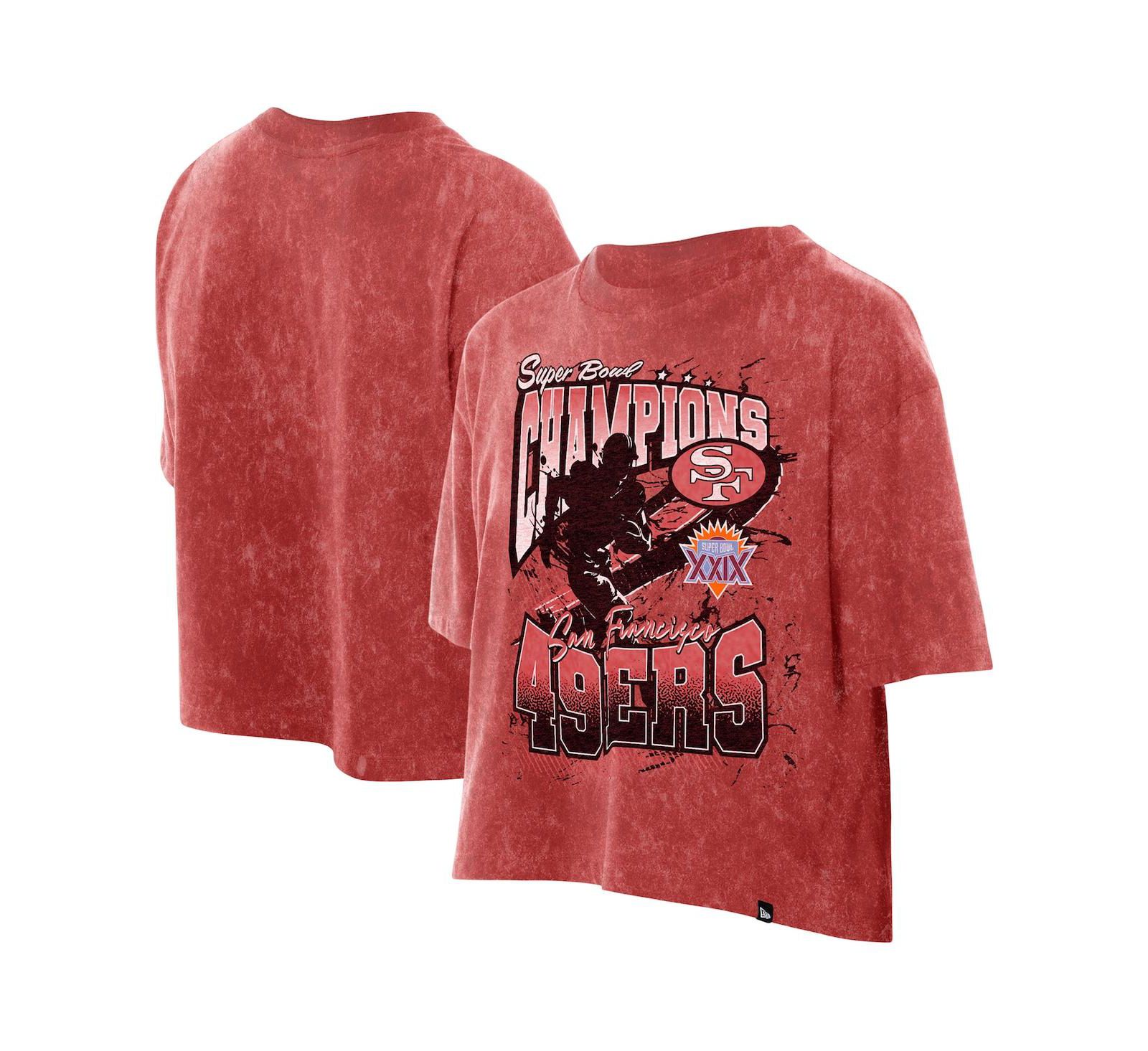New Era Women's Scarlet San Francisco 49ers Cropped Boxy Sport Classics Mineral Wash T-Shirt