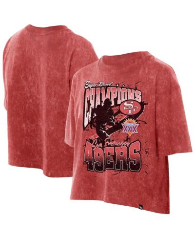Женская футболка New Era Scarlet San Francisco 49ers Cropped Boxy Sport Classics Mineral Wash T-Shirt