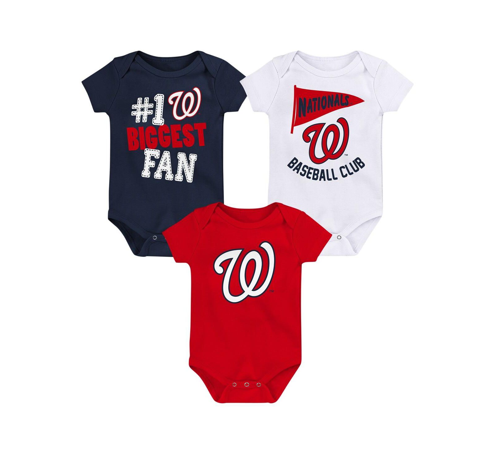 Комплект боди Outerstuff Washington Nationals Fan Pennant для мальчиков и девочек, 3 шт