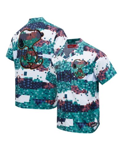 Мужская рубашка Freeze Max Green Peanuts Snoopy Pixel Camo Button-Up