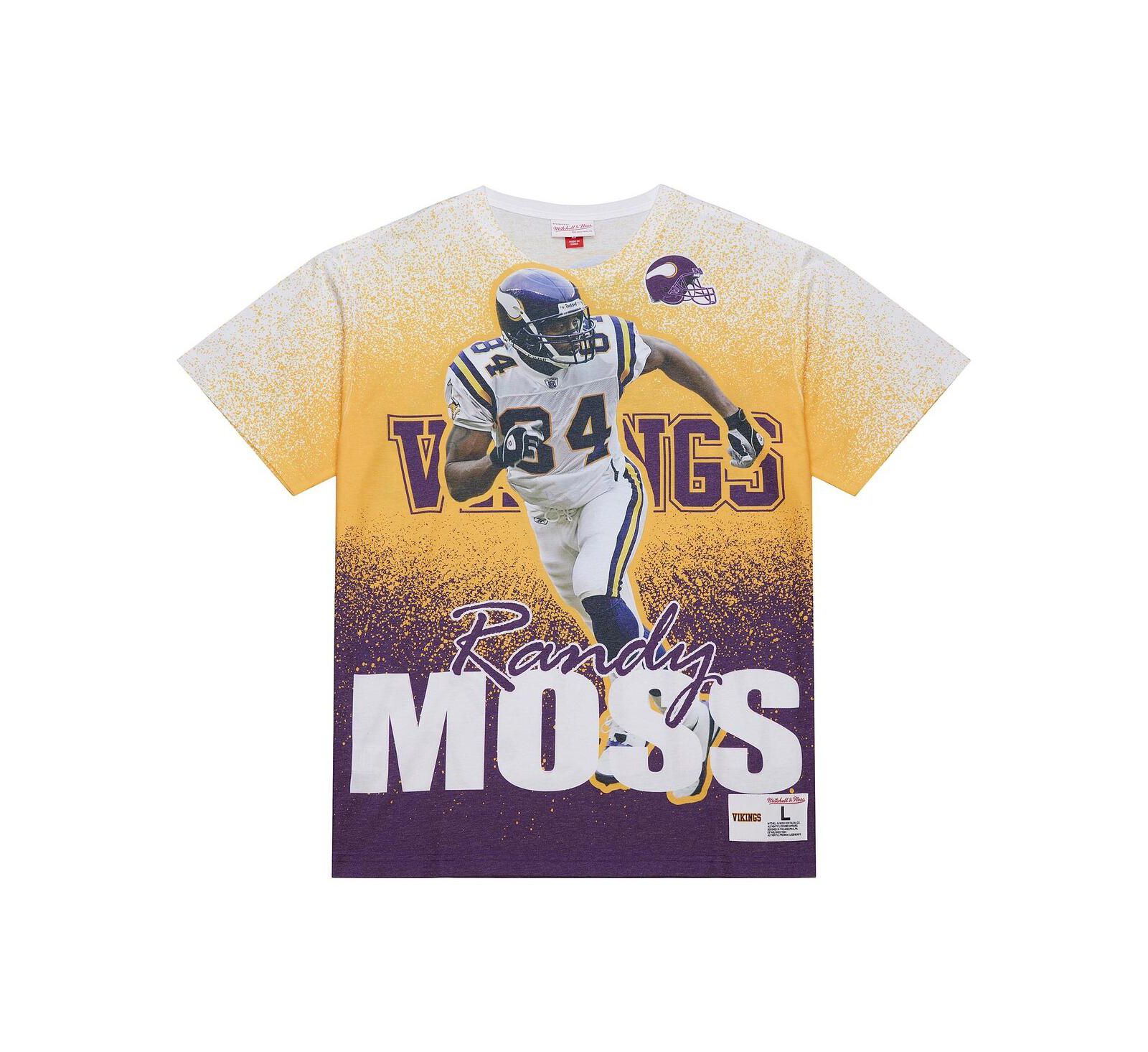Mitchell & Ness Men's Randy Moss Gray Minnesota Vikings Burst Retired Player T-Shirt