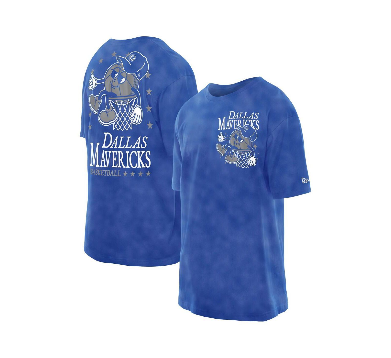 Мужская футболка New Era Blue Dallas Mavericks Old School Sport Enzyme Wash Oversized