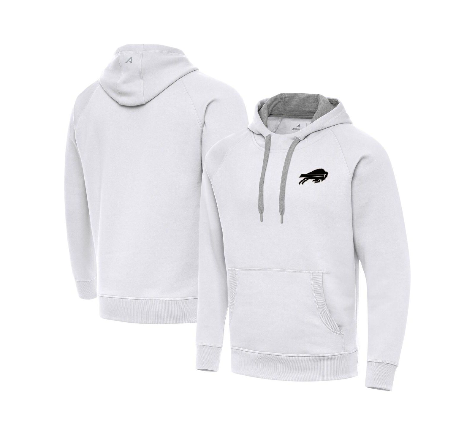 Antigua Men's White Buffalo Bills Brushed Carbon Victory Pullover Hoodie