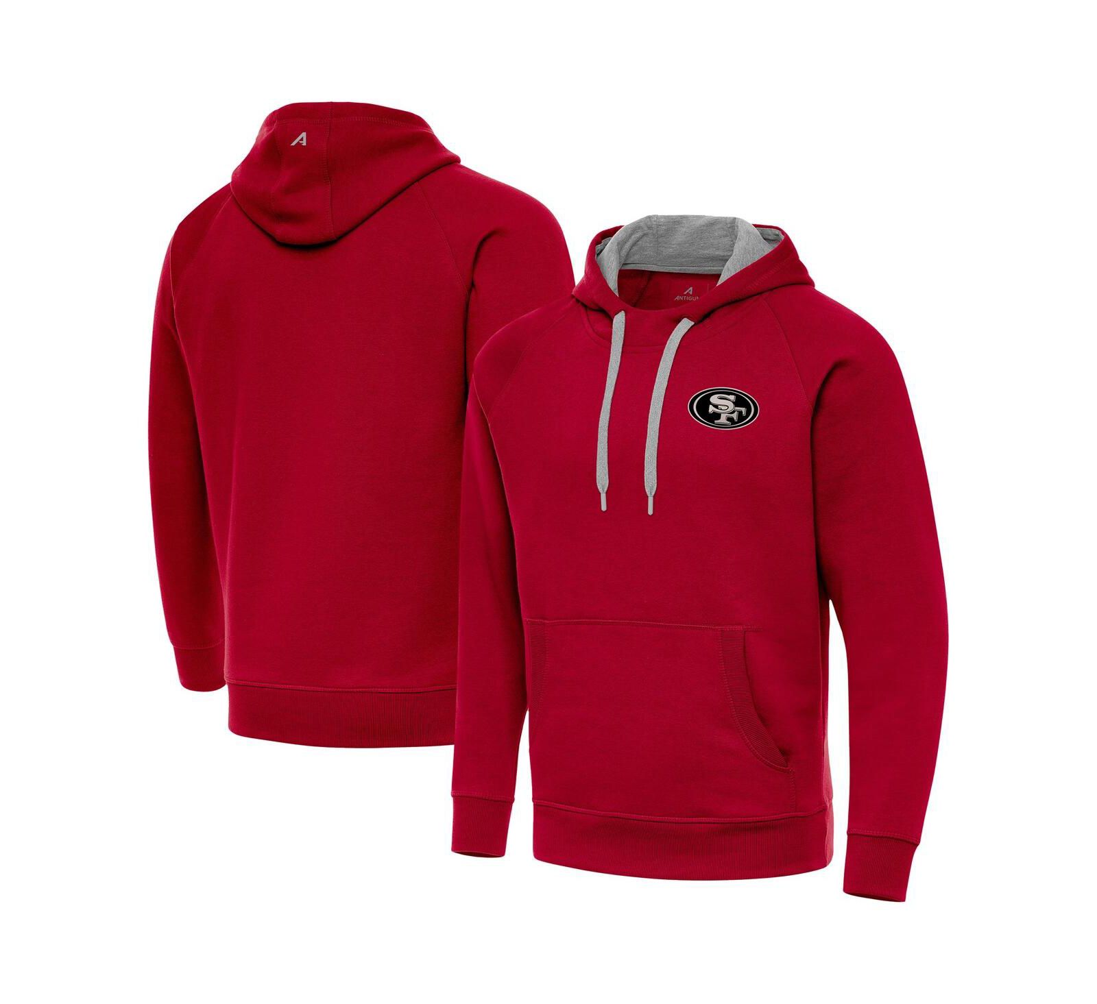 Antigua Men's Scarlet San Francisco 49ers Brushed Carbon Victory Pullover Hoodie