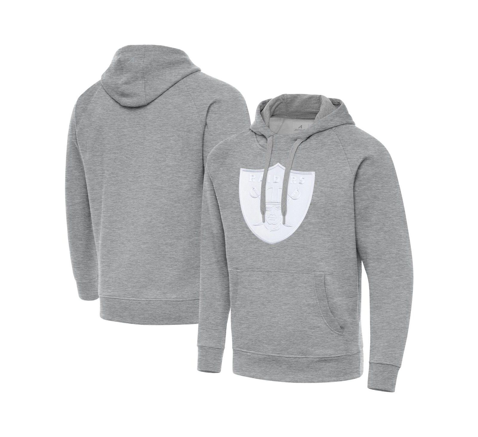 Antigua Men's Heather Gray Las Vegas Raiders Victory Pullover Hoodie