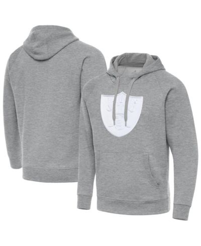 Antigua Men's Heather Gray Las Vegas Raiders Victory Pullover Hoodie