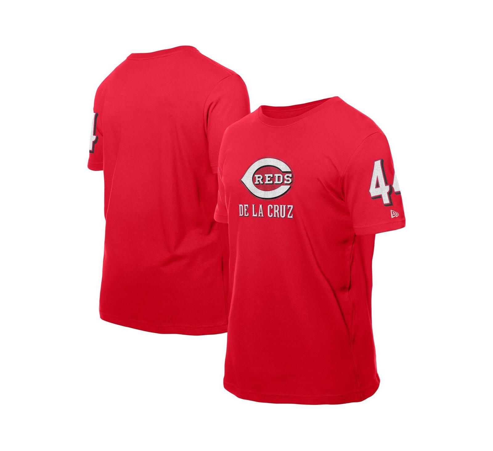Мужская футболка New Era Elly De La Cruz Red Cincinnati Reds Design Lab Name & Number