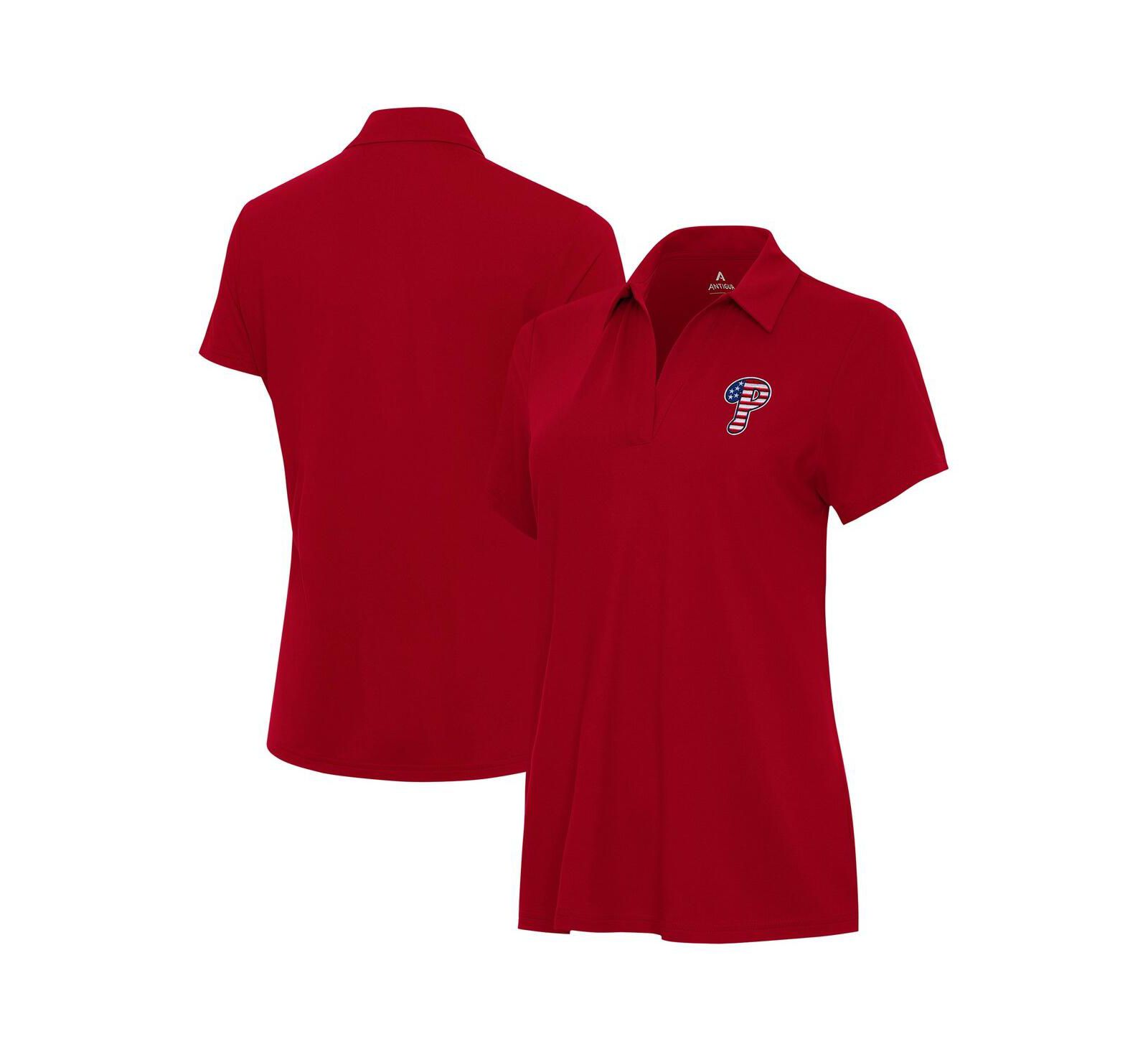 Женская рубашка Antigua Red Philadelphia Phillies Independence Day Patriotic Logo