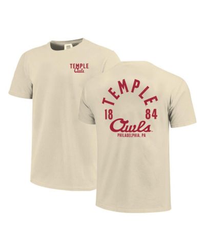 Image One Men's Cream Temple Owls Comfort Colors Mascot Overlay T-Shirt