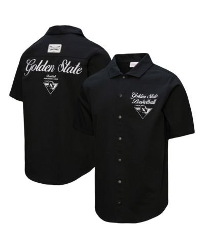 Mitchell & Ness Men's Black Golden State Warriors Hardwood Classics Camp Shirt