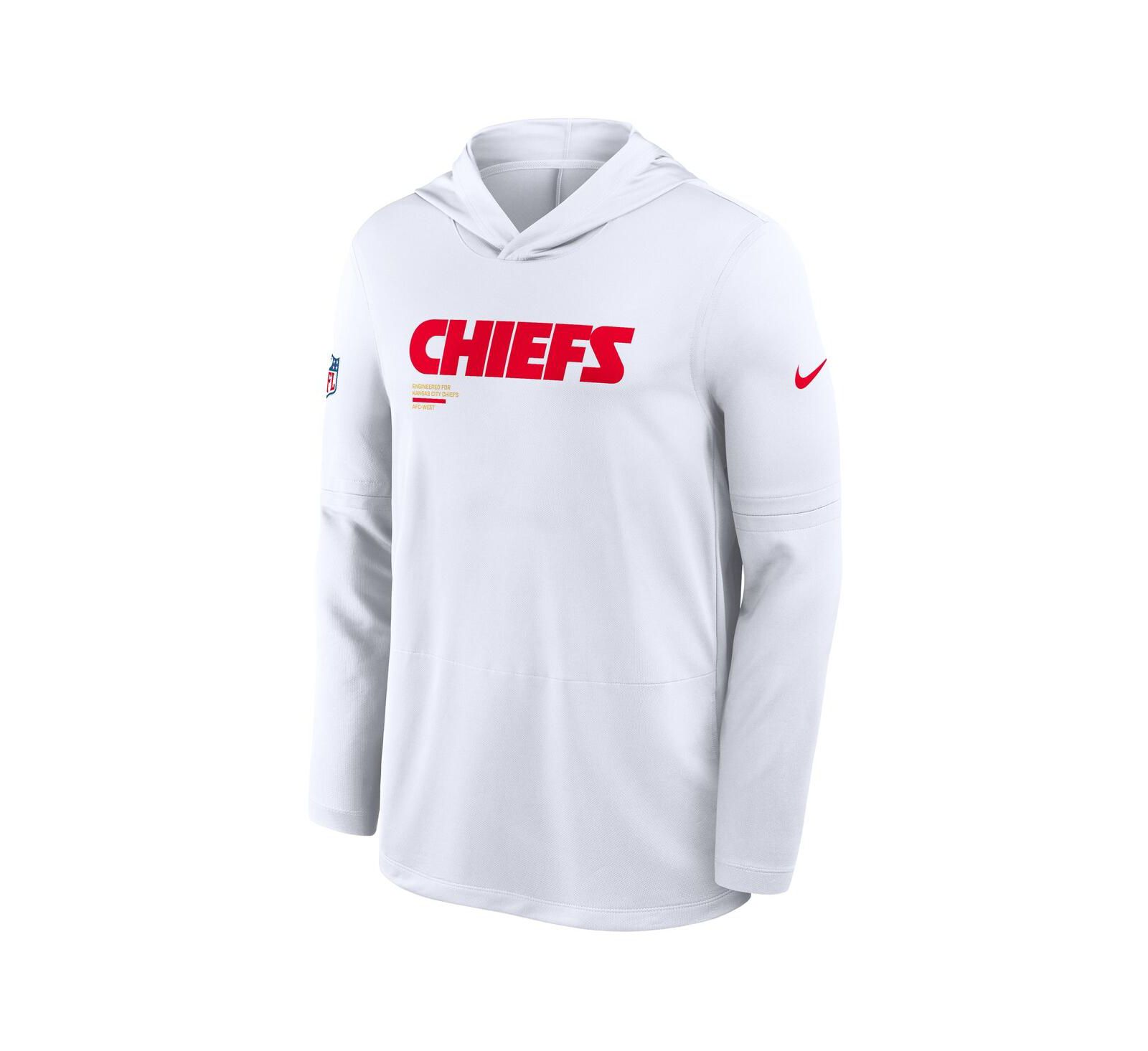 Nike Мужская белая футболка Nike Kansas City Chiefs Sideline Pure Fury Performance с длинным рукавом