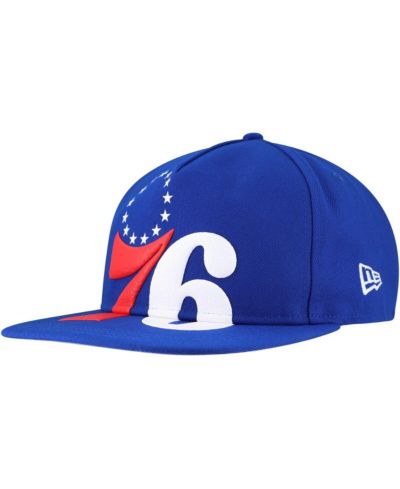 New Era Men's Royal Philadelphia 76ers Oversized Puff Print Logo Golfer Snapback Hat