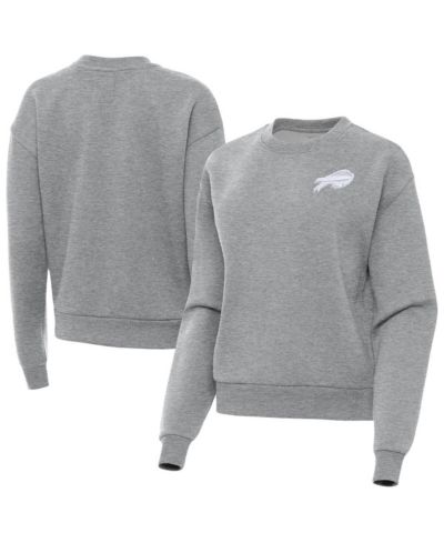 Antigua Women's Heather Gray Buffalo Bills Victory Crew Pullover Sweatshirt
