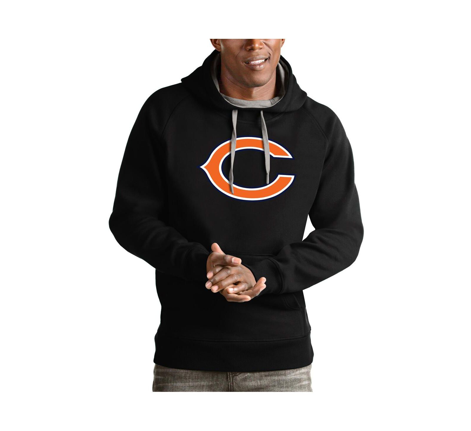 Antigua Men's Black Chicago Bears Victory Pullover Hoodie