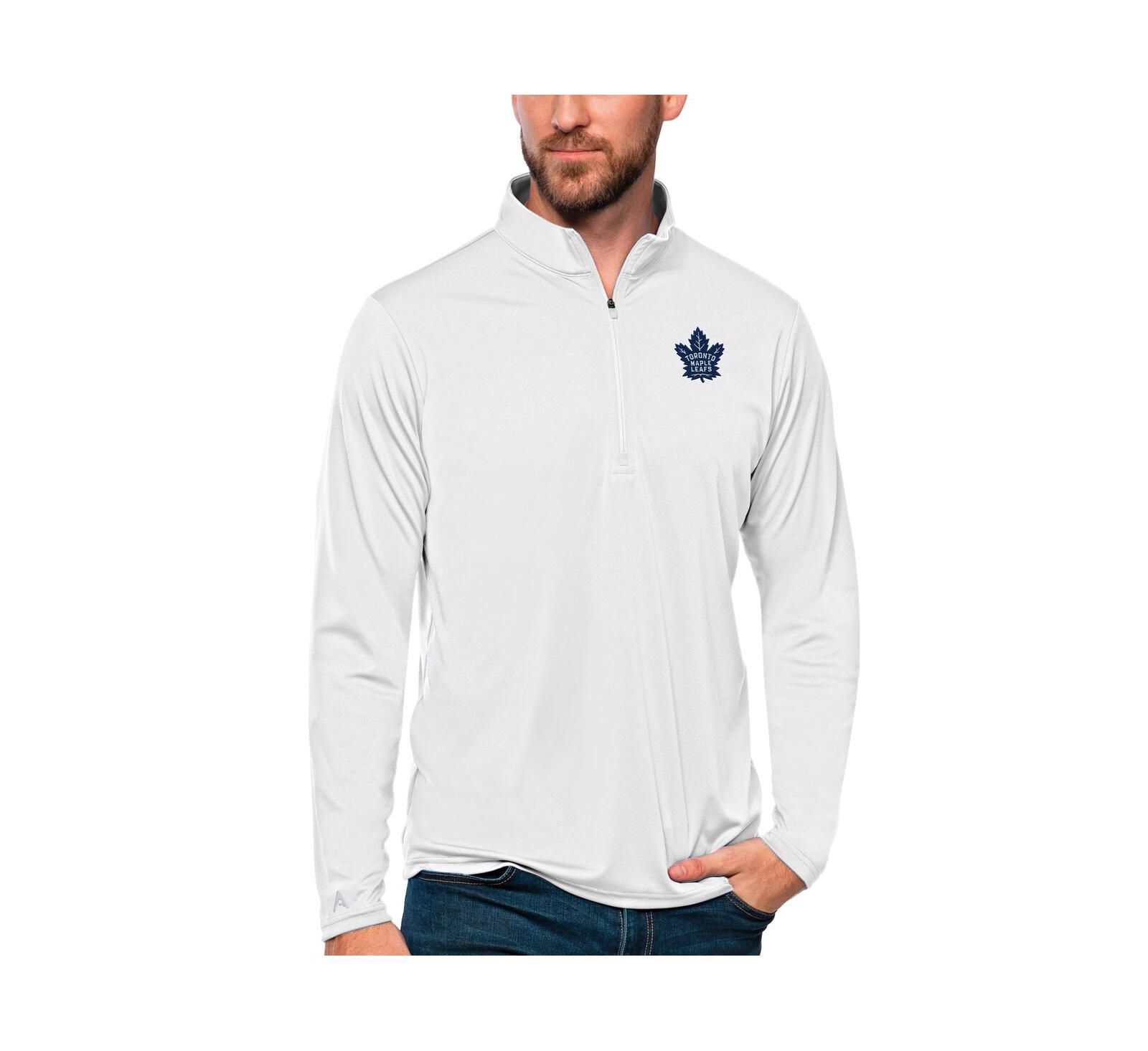 Мужская джемпер Antigua White Toronto Maple Leaf's Tribute Quarter-Zip Pullover