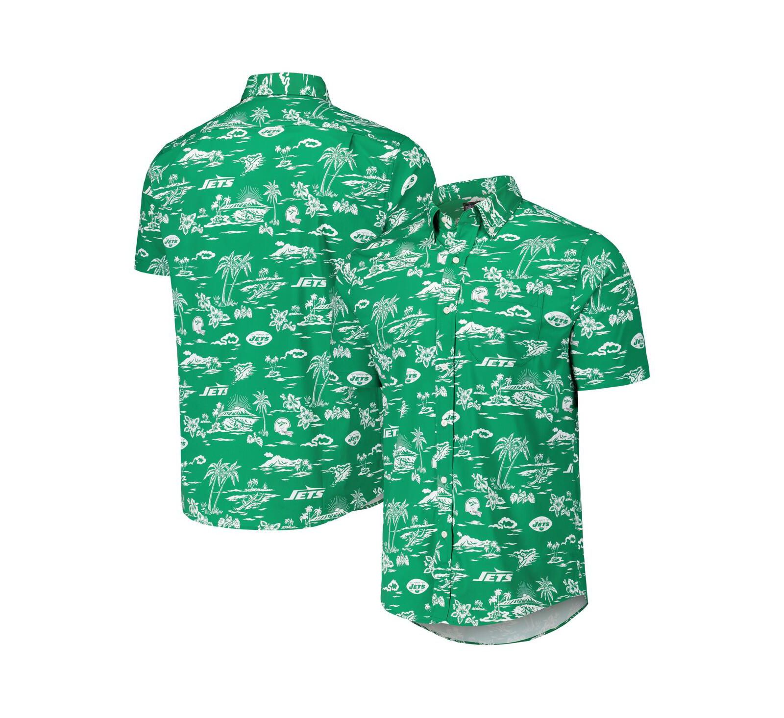 Reyn Spooner Men's Kelly Green New York Jets Throwback Kekai Print Button-Up Shirt