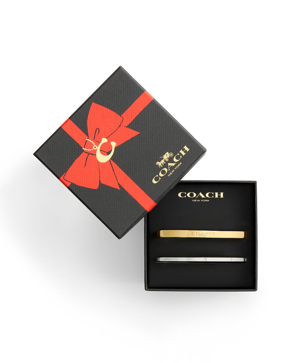 COACH Gold Plated Duo Bangle Bracelet Set