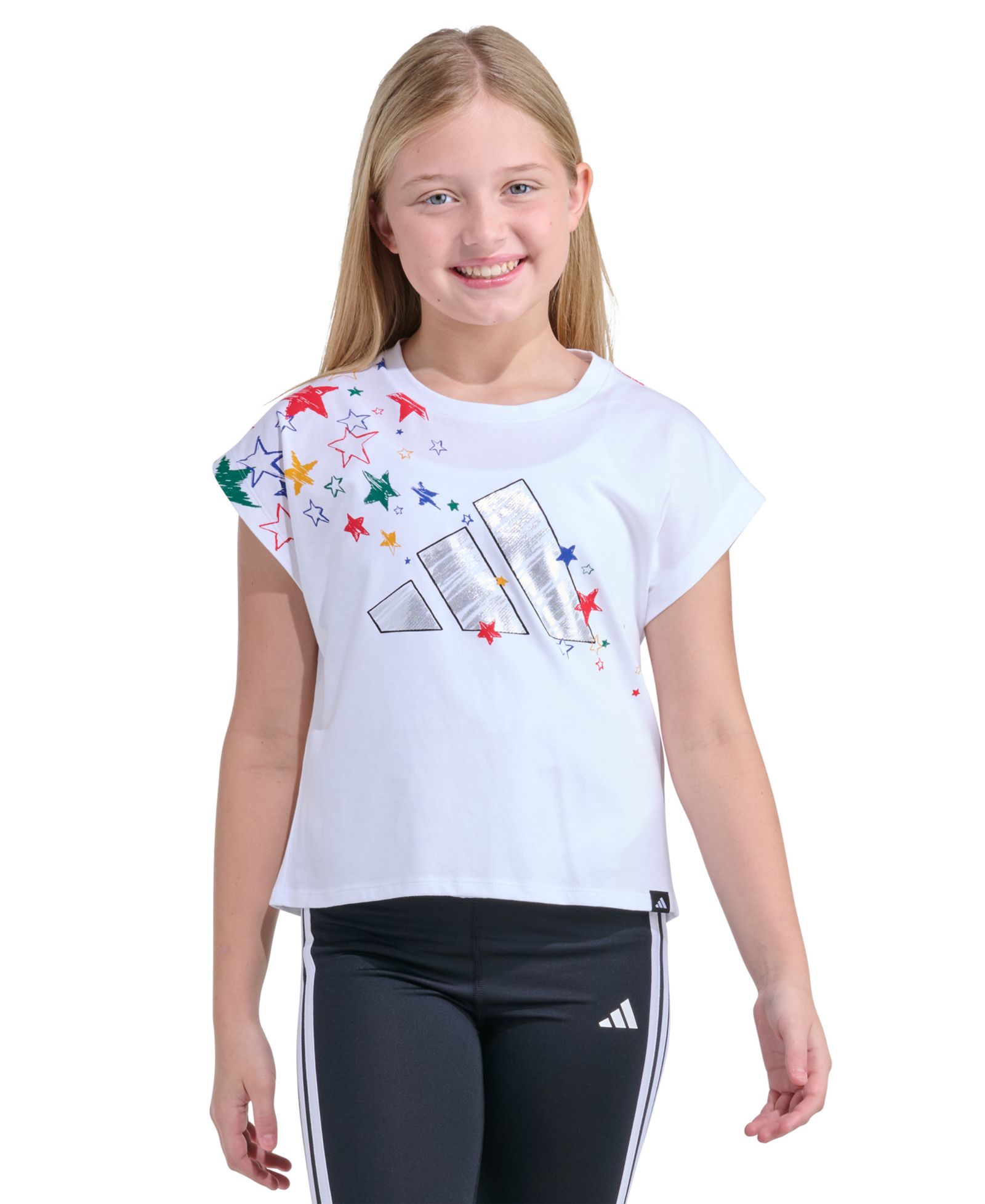 adidas Girls' 8-16 Short-Sleeve Boxy-Fit T-Shirt