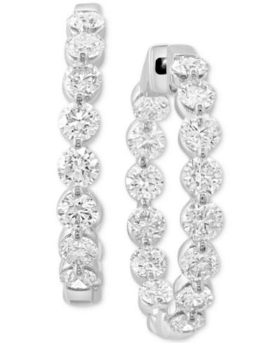 Серьги-кольца EFFY® Lab Grown Diamond In & Out 14k White Gold 0.87"