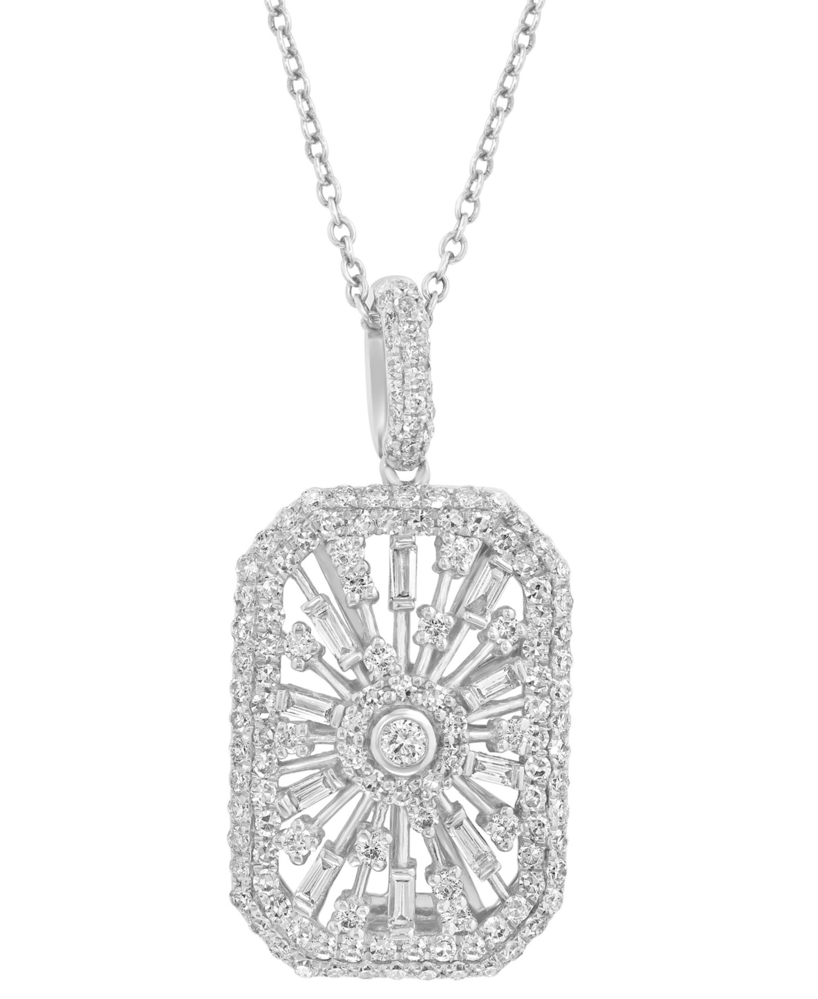 Подвеска EFFY® Diamond Rectangular Starburst 18" в белом золоте 14k (3/4 ct. t.w.)