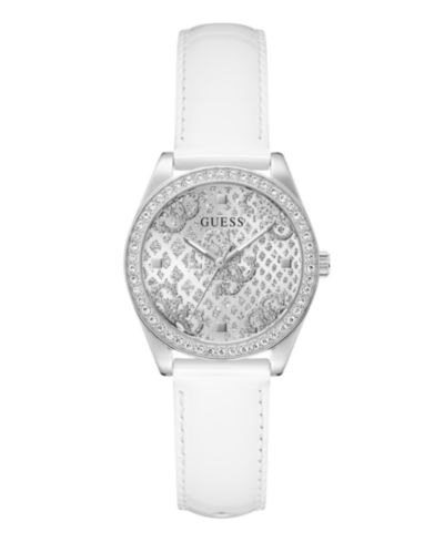 GUESS Women's White Silver Tone Analog Watch, 32mm