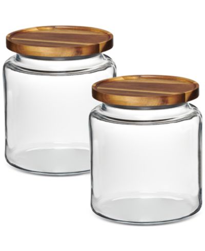Anchor Hocking 2 Piece Montana Glass Jar Set With Acacia Lid