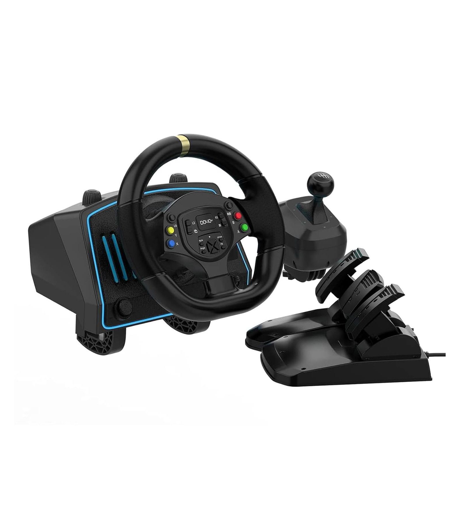 Nbcp R808 Wired 1080° Rotation 6-Speed Shifter Gaming Racing Wheel with Pedals for PC, PS4, Xbox One, Xbox Series X|S, Nintendo Switch