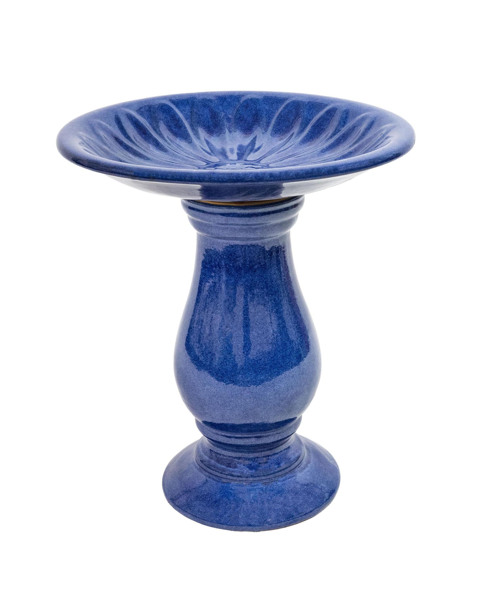 Керамическая чаша для птиц Sunnydaze Decor, высота 21.5", с тиснением в виде маргариток и глазурованным покрытием