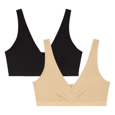 Motherhood Maternity Maternity Motherhood Cotton Wrap Front Nursing Sleep Bralette, 2-Pack