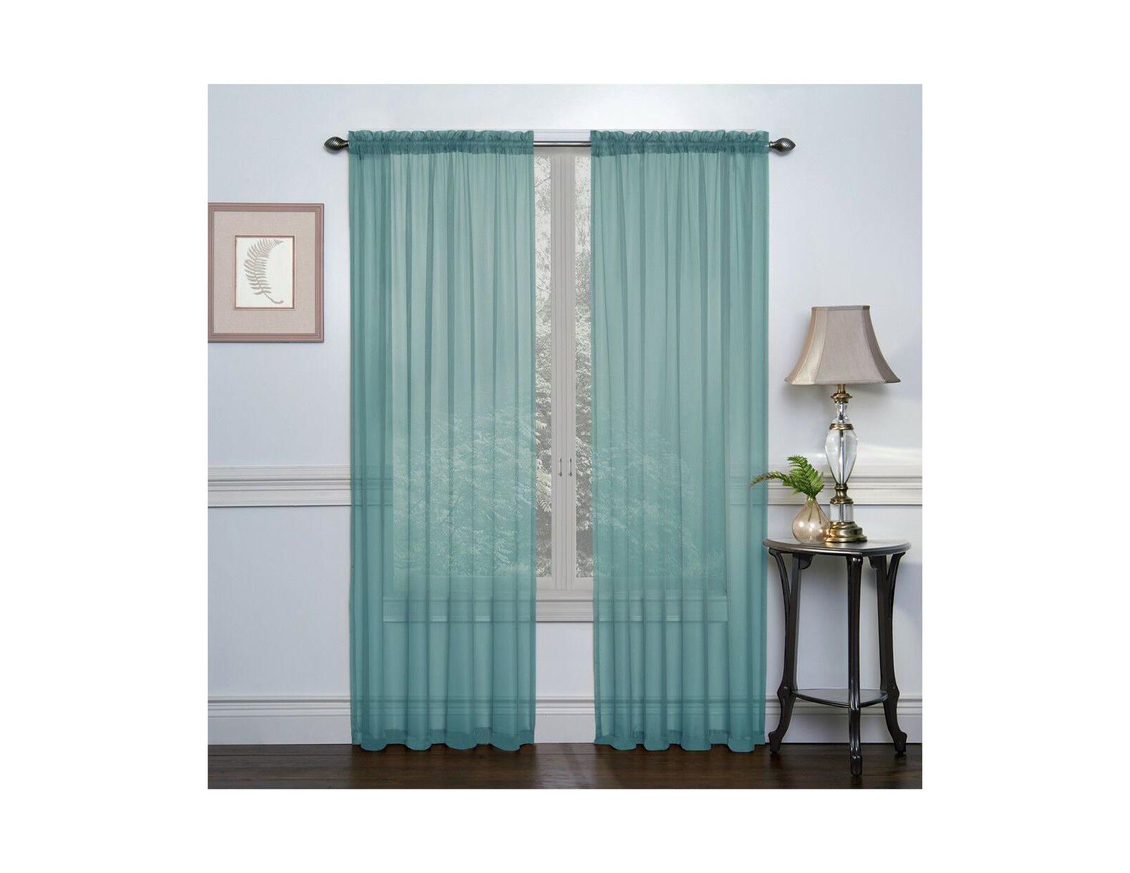 Kate Auroras Turquoise Premium Semi Sheer Voile Curtain Pair - 52 in. W x 84 in. L