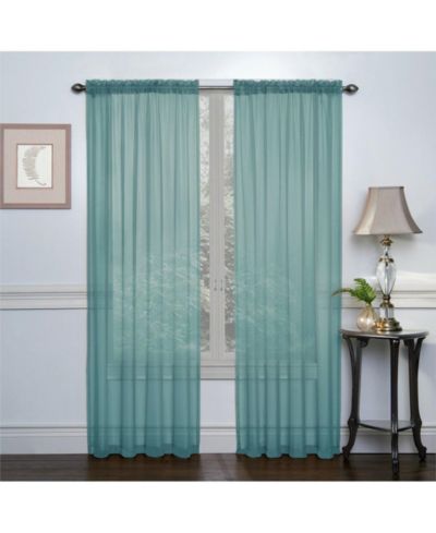 Kate Auroras Turquoise Premium Semi Sheer Voile Curtain Pair - 52 in. W x 84 in. L