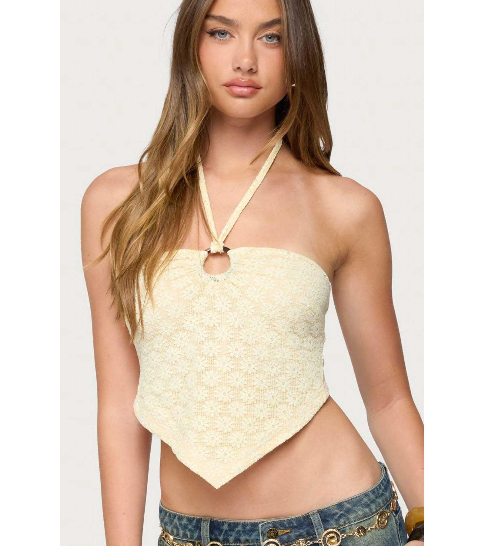 Edikted Women's Alana Floral Handkerchief Halter Top